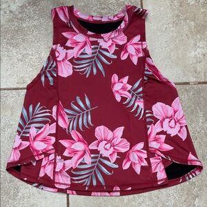 Girls' Floral Tank Top in Burgundy and Pink - Unbranded